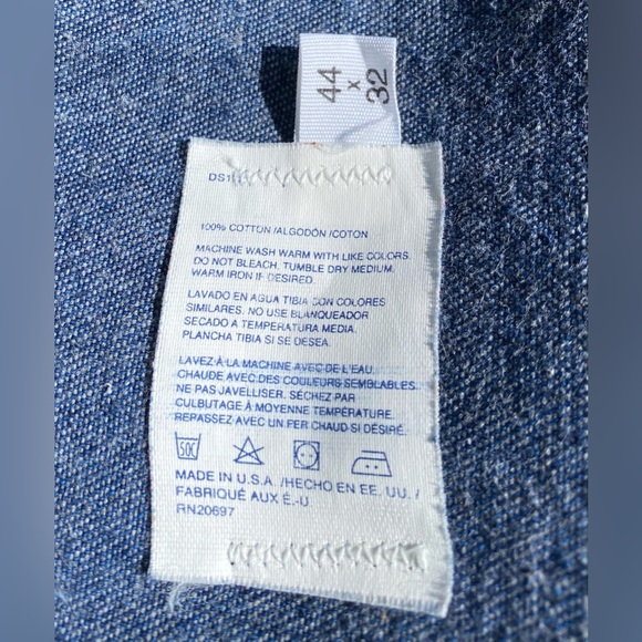 VTG 90’s Dickies Denim Button Fly Overalls Mens Size 43x29 USA Made - Picture 7 of 9